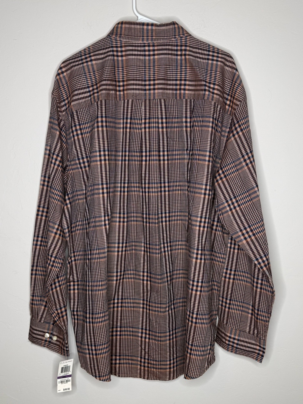 Club room men’s plaid button up dress shirt nwt XXL brown navy cotton poly - Picture 4 of 4
